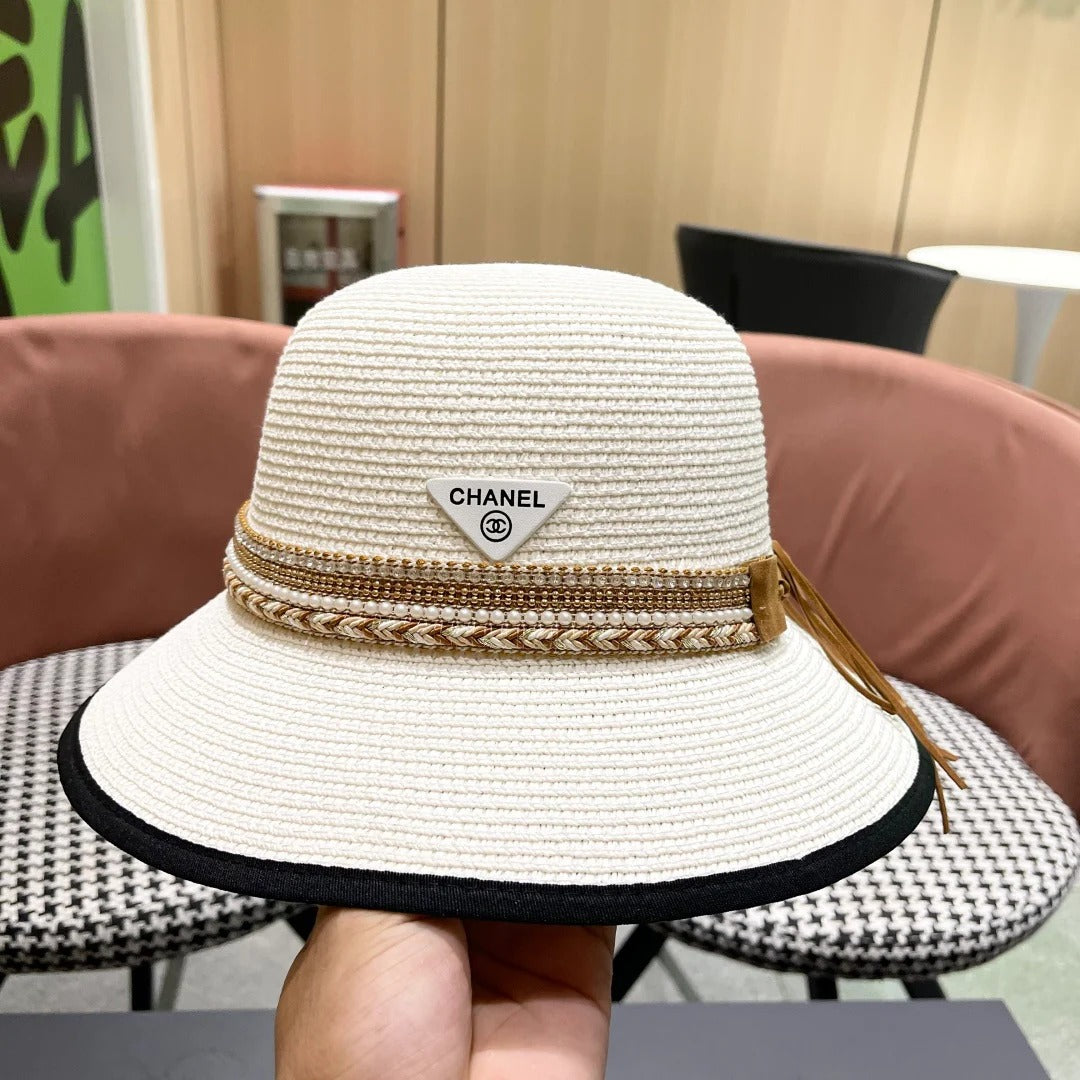 Chanel Straw Beach Hat With A Pearl Band 219073