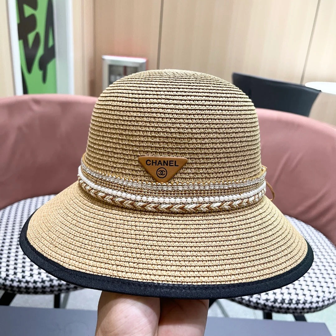 Chanel Straw Beach Hat With A Pearl Band 219073