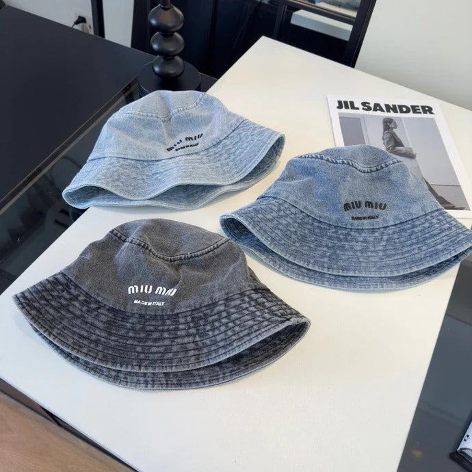 Miu Bucket Hat Denim Cotton 262181