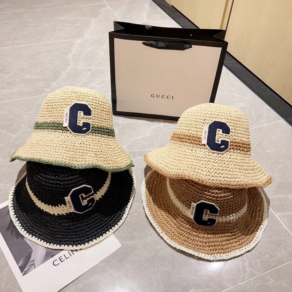 Celine Straw Woven Bucket Hat 240680