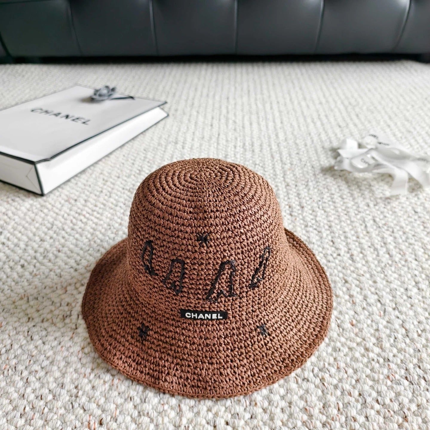 Chanel Woven Embroidered Heavy-Duty Bucket Hat 240672