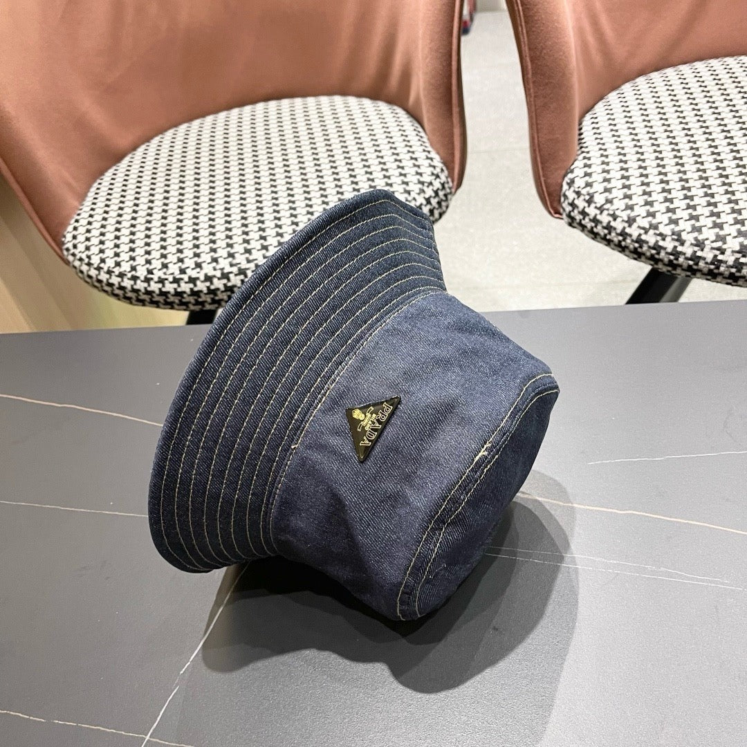 Prada Bucket Hat Blue Cotton 219148