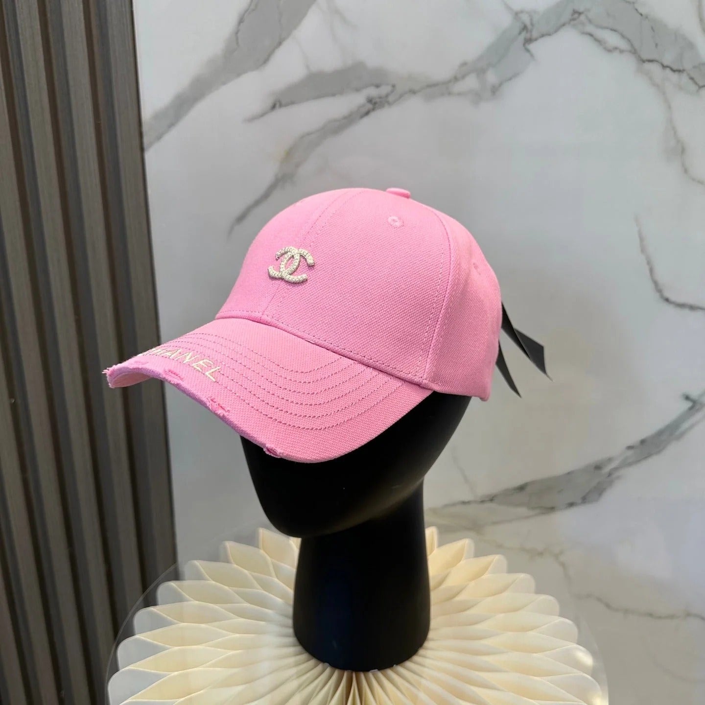 Chanel Embroidered Logo Baseball Cap Multicolor Cotton 237390