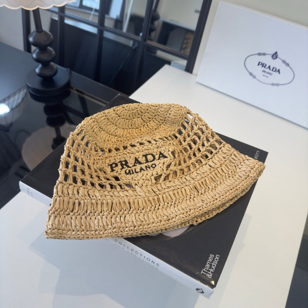 Prada Logo Straw Hat 221077