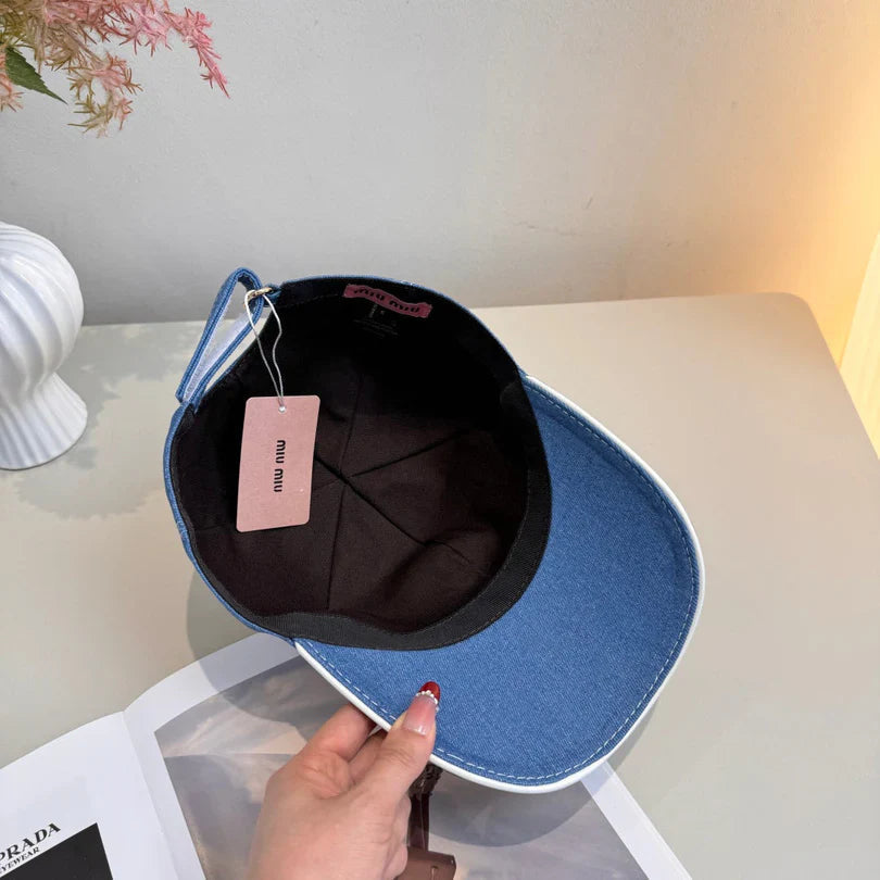 Miu Baseball Cap Denim Cotton 343799