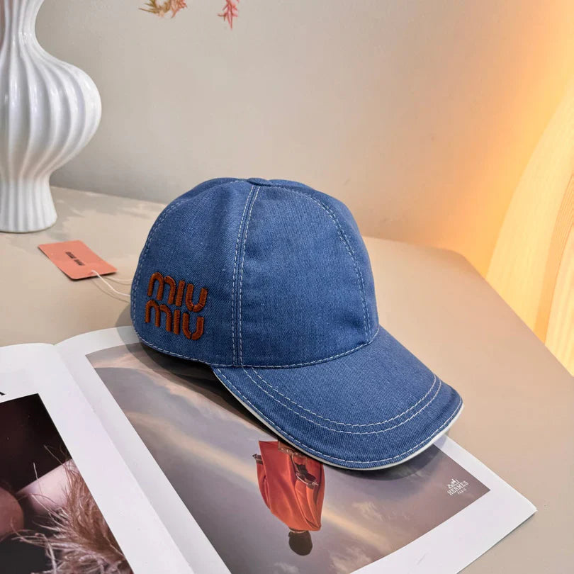 Miu Baseball Cap Denim Cotton 343799