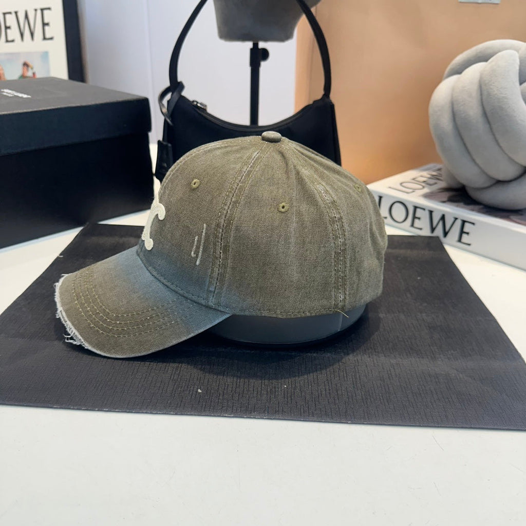Celin Cap Green Gray Denim Fabric 210460
