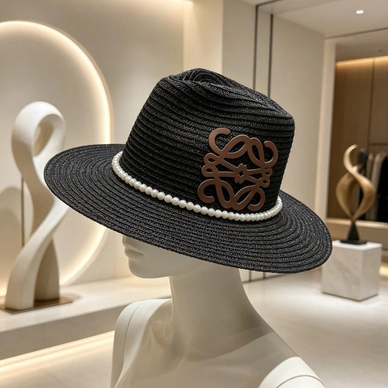 Loew Straw Hat With Pearl and Logo 280797