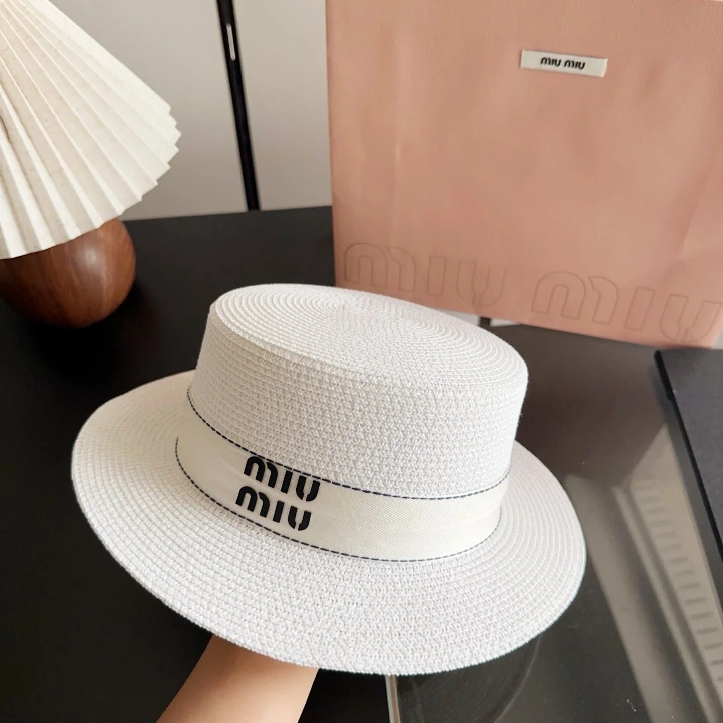Miu Flat-Top Straw Hat 323449