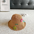 Miu Multicolor Flower Straw Bucket Hat 322156