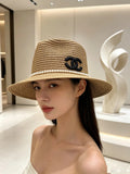 CC Straw Hat With Pearl and Logo 280796