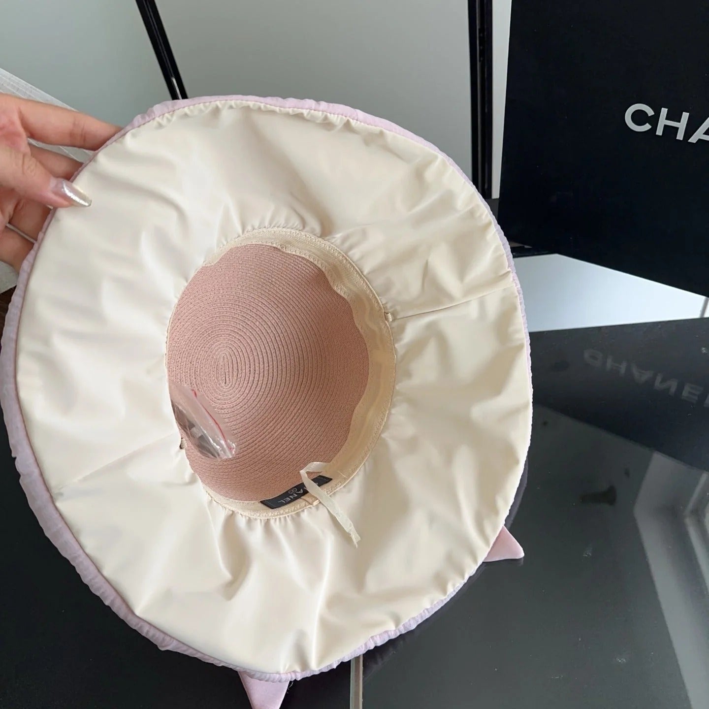 CC Straw Hat With Patchwork Bow 279511