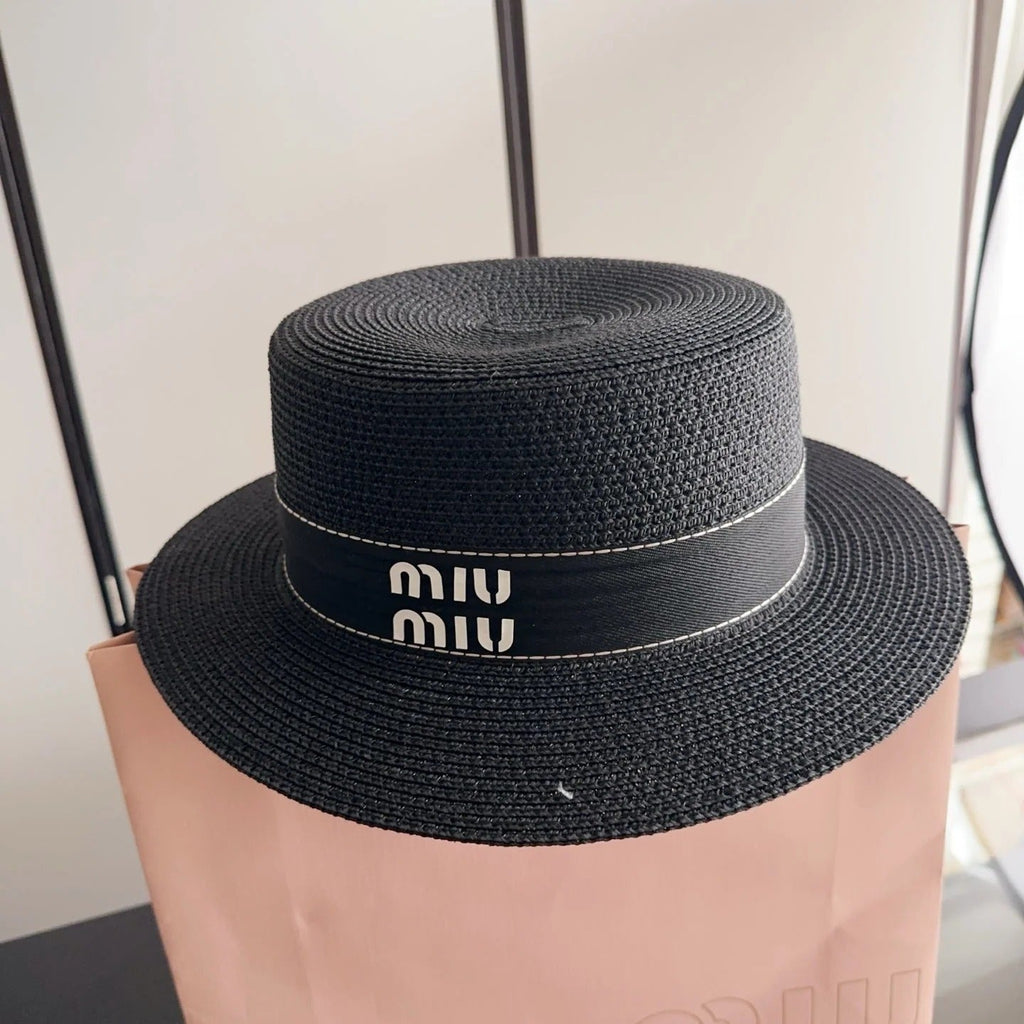 Miu Flat-Top Straw Hat 323449