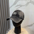 Miu Distressed Baseball Cap Cotton 323813