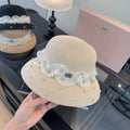 Miu Straw Hat With Lace And Rhinestone 278290