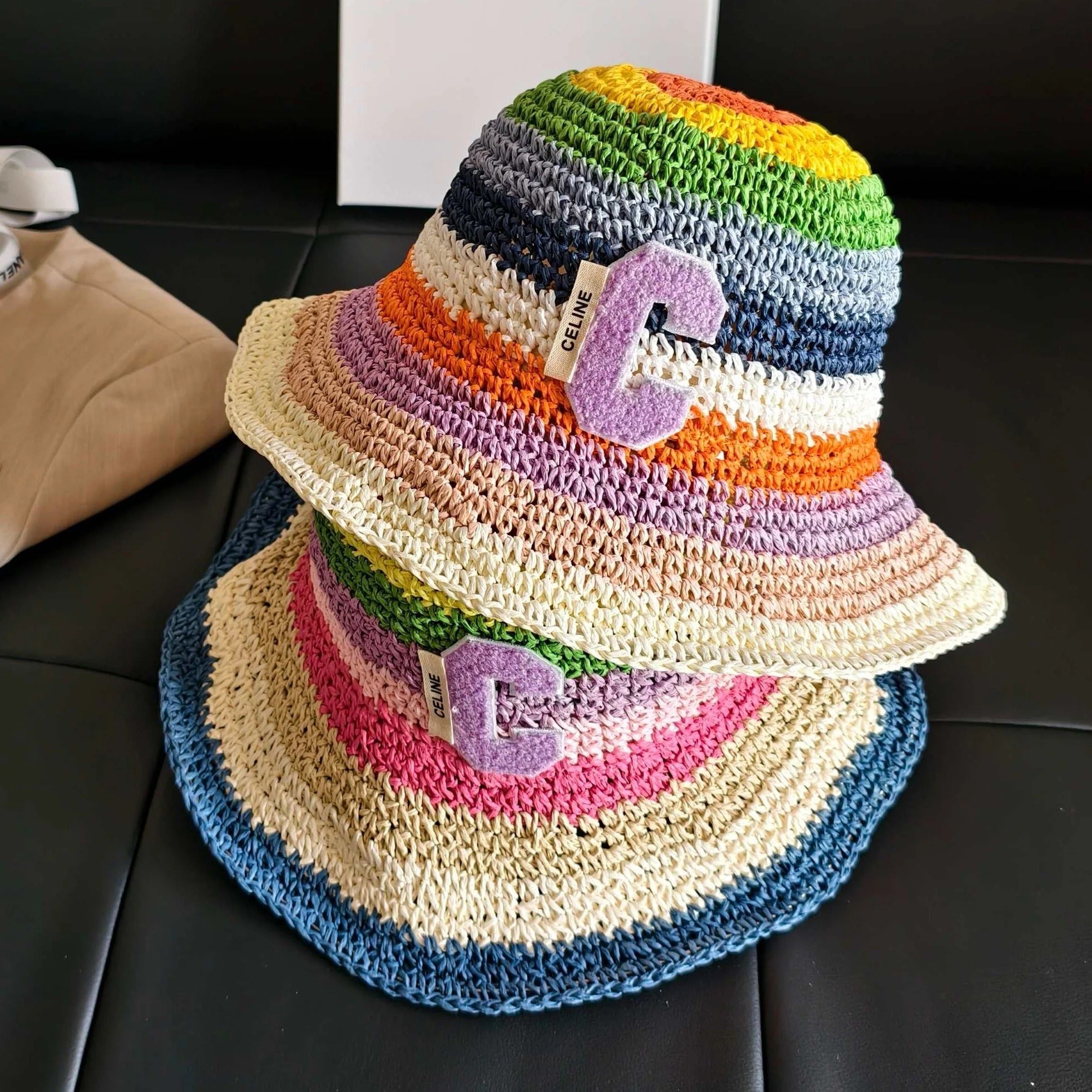CL Rainbow Straw Bucket Hat 322145