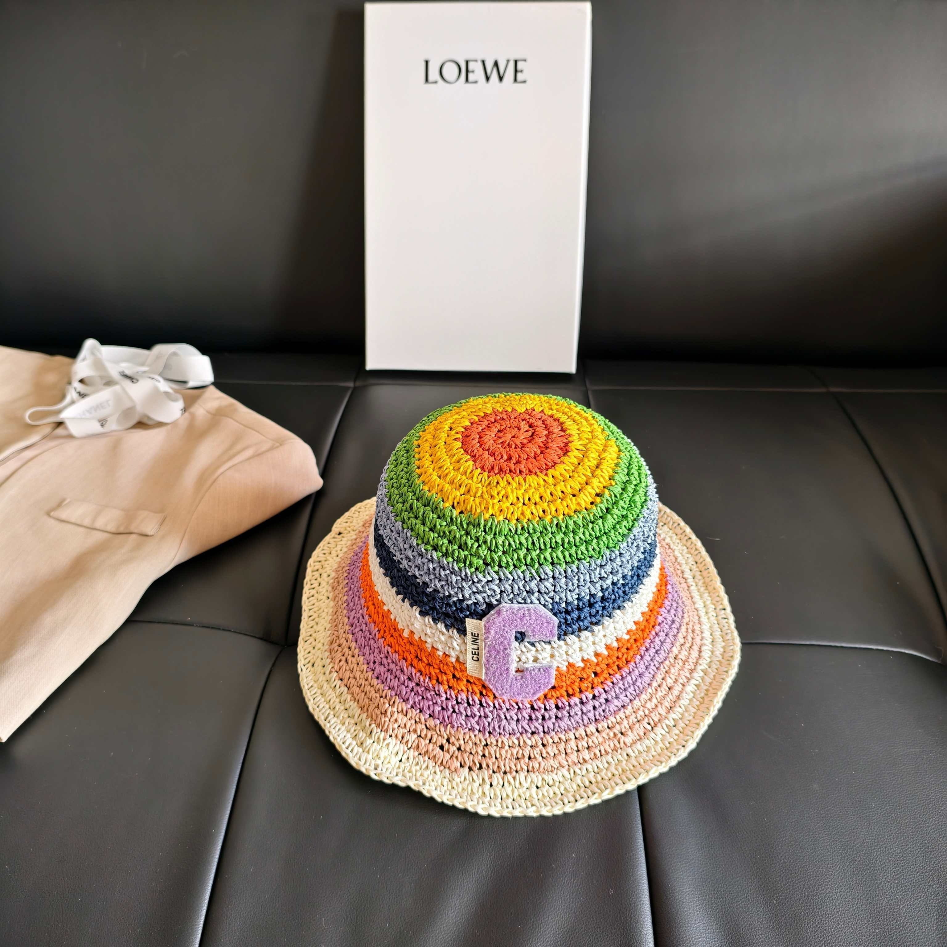 CL Rainbow Straw Bucket Hat 322145