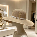 YSL Round Top Yarn Wide Brim Straw Hat 280795
